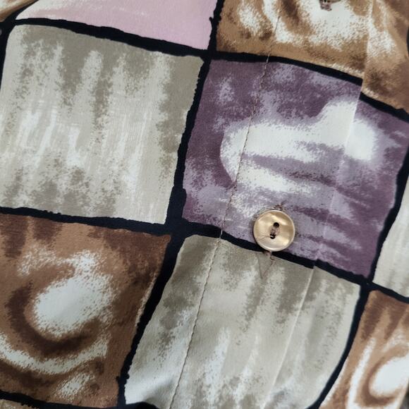 Blouseworks Blouse Shirt Womens XL Geometric Window pane Long Sleeve Button Down - Picture 8 of 12